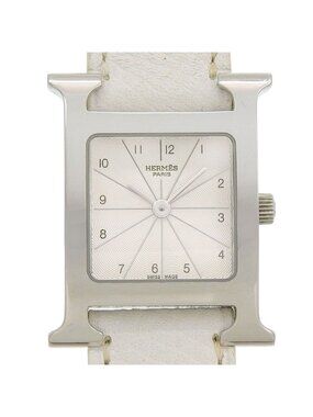 Hermes Watch Double Tour Stainless Steel Smooth Leather Silver